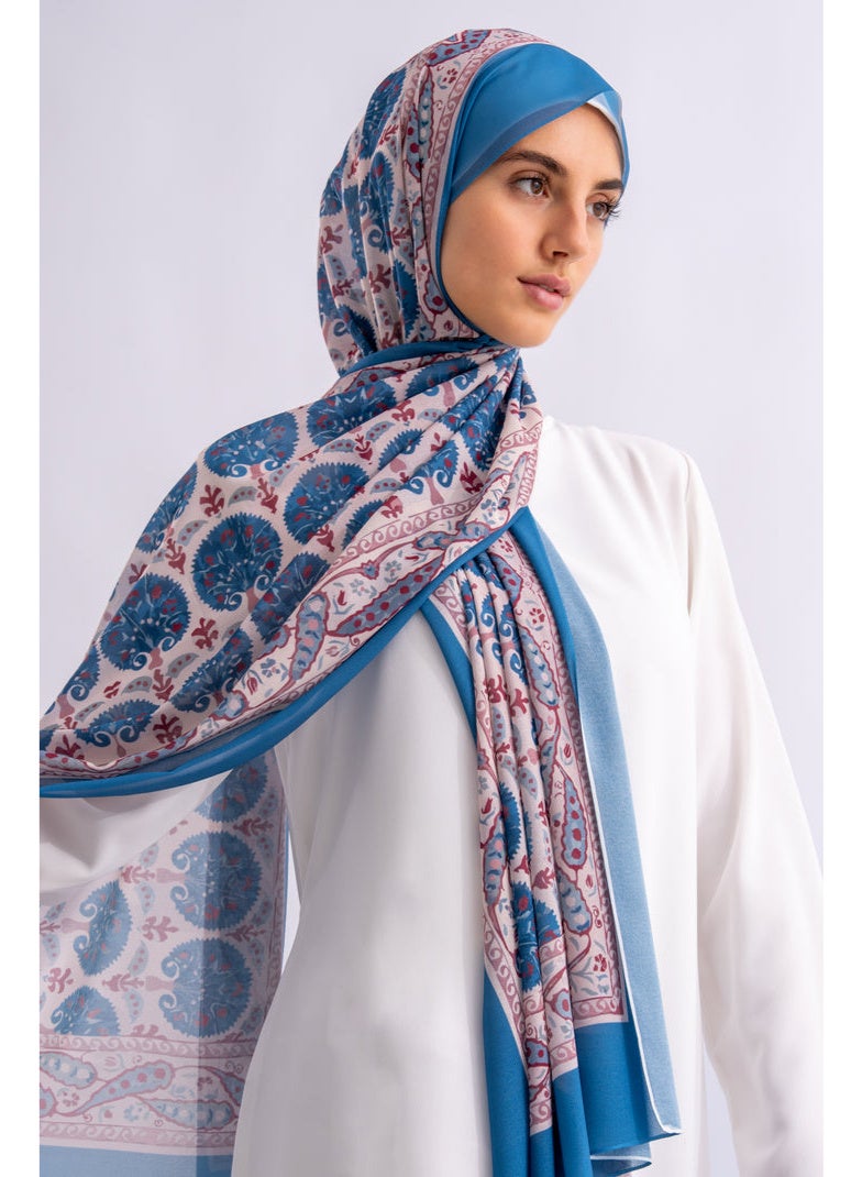 Alamki Women Hijab Azure Bloom Printed Chiffon - Image 4